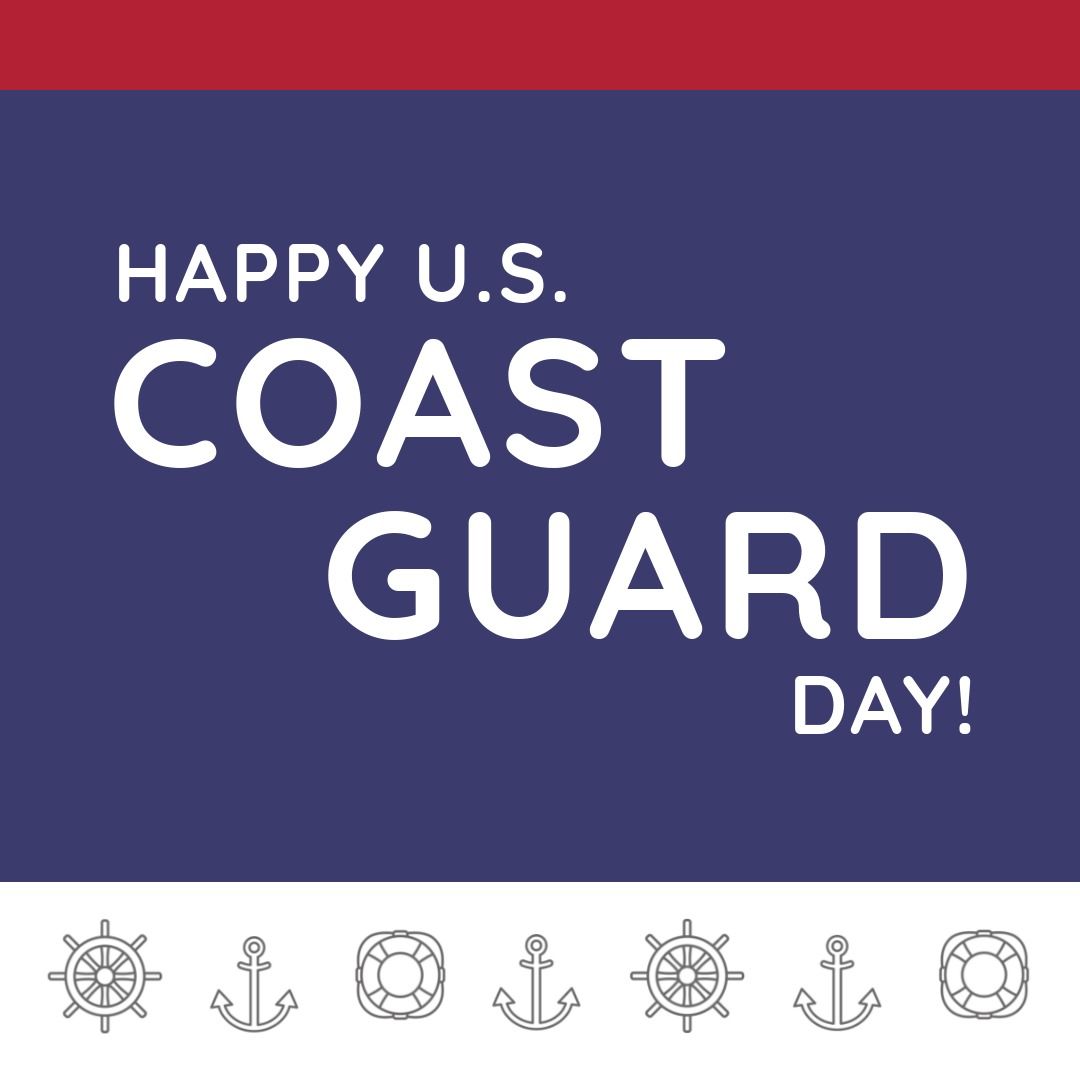 Illustration of happy us coast guard day text on blue background with nautical signs, copy space - Download Free Stock Templates Pikwizard.com