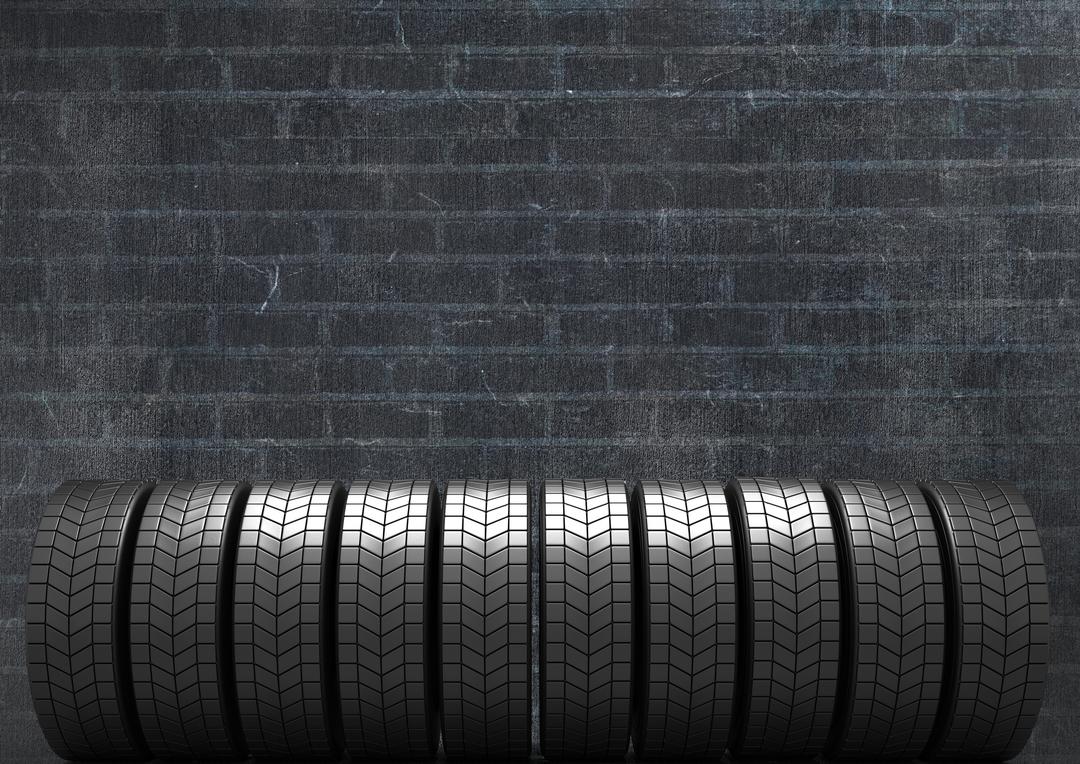 Stack of tyres against black brick background - Free Images, Stock Photos and Pictures on Pikwizard.com