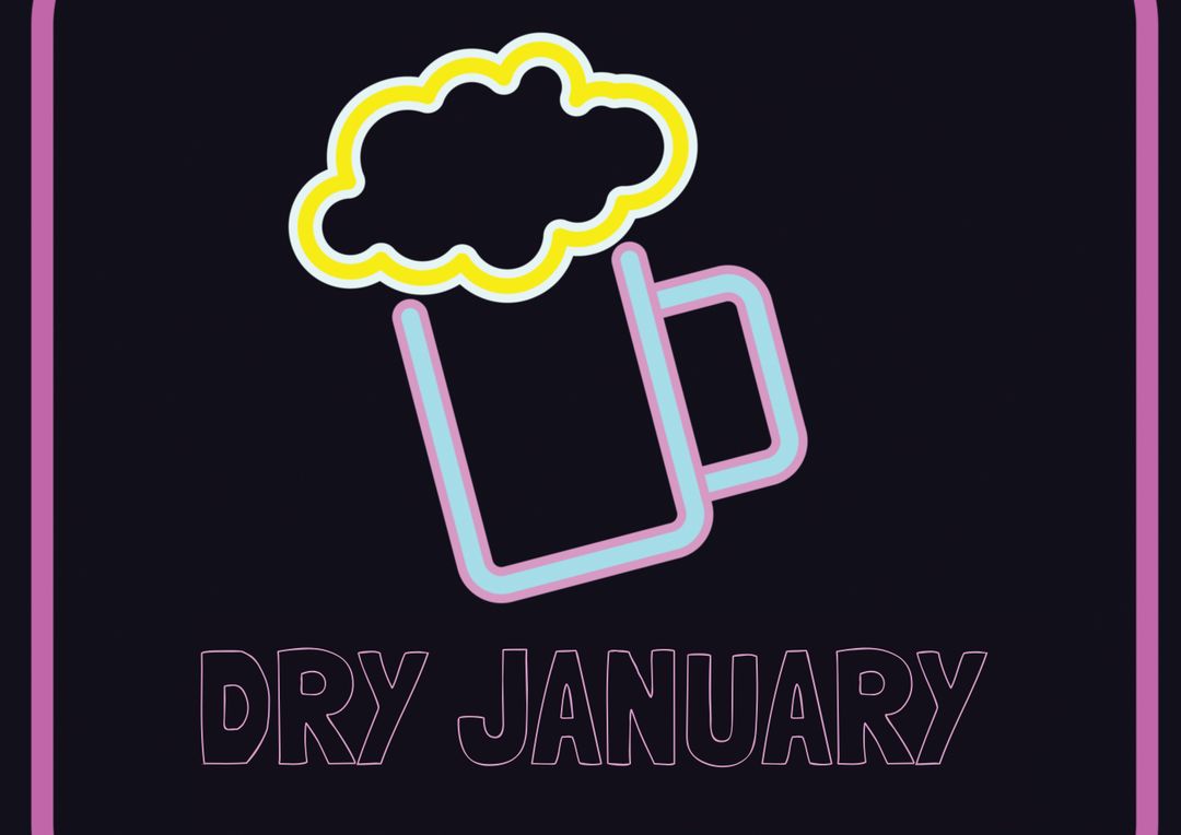 Vector image of dry january text with beer icon against black background, copy space - Free Images, Stock Photos and Pictures on Pikwizard.com