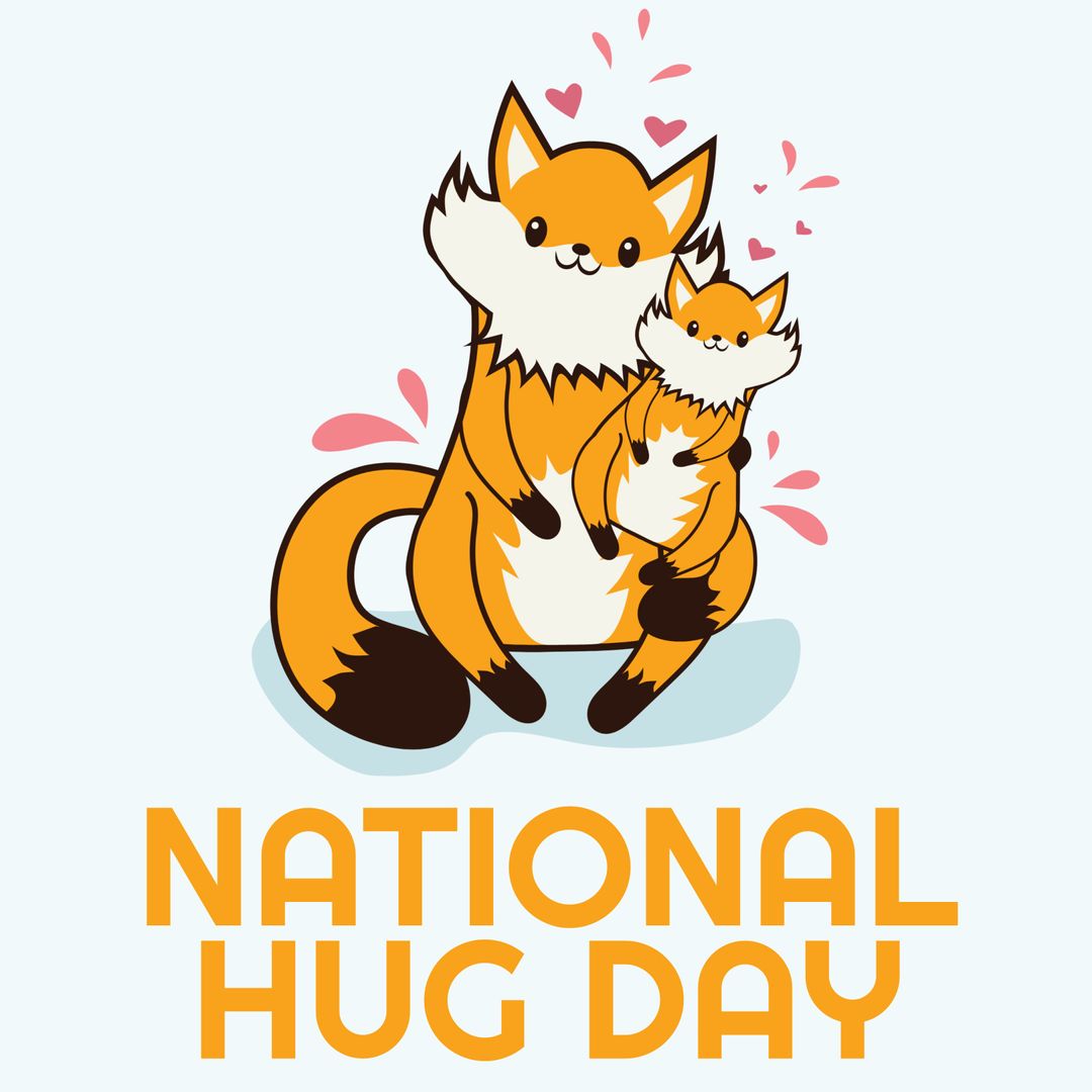 Composition of national hug day text over happy foxes embracing - Download Free Stock Templates Pikwizard.com