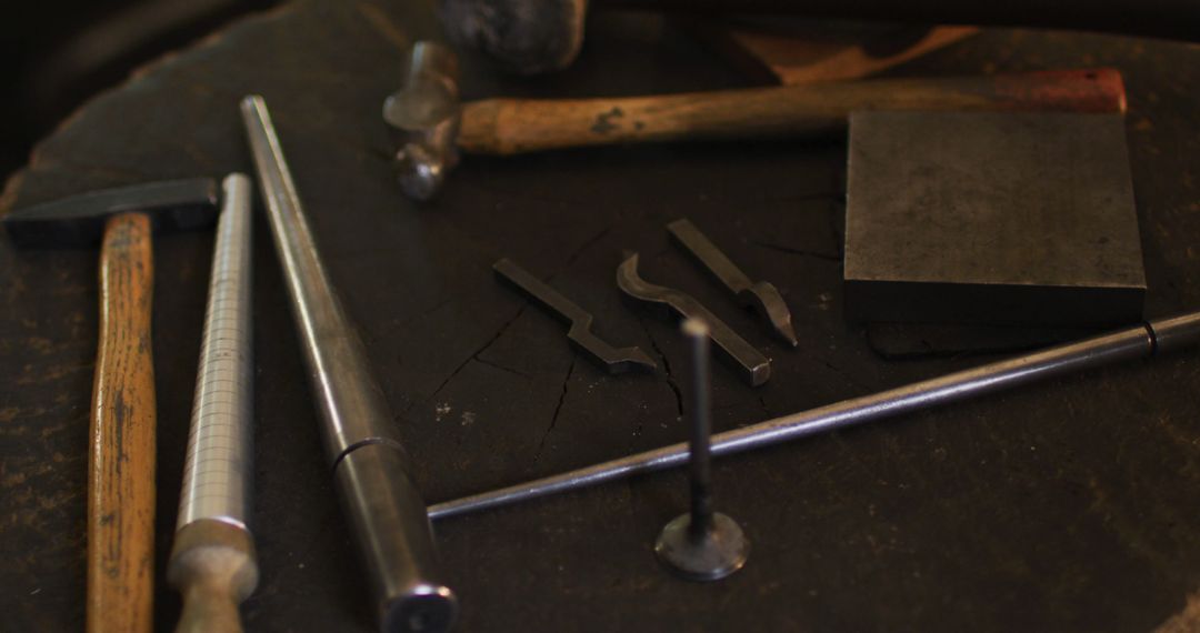 Close up of diverse jeweller tools lying on desk in workshop - Free Images, Stock Photos and Pictures on Pikwizard.com