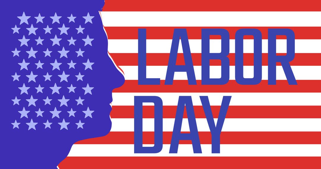 Vector image of blue silhouette man and labor day text on flag of america - Free Images, Stock Photos and Pictures on Pikwizard.com