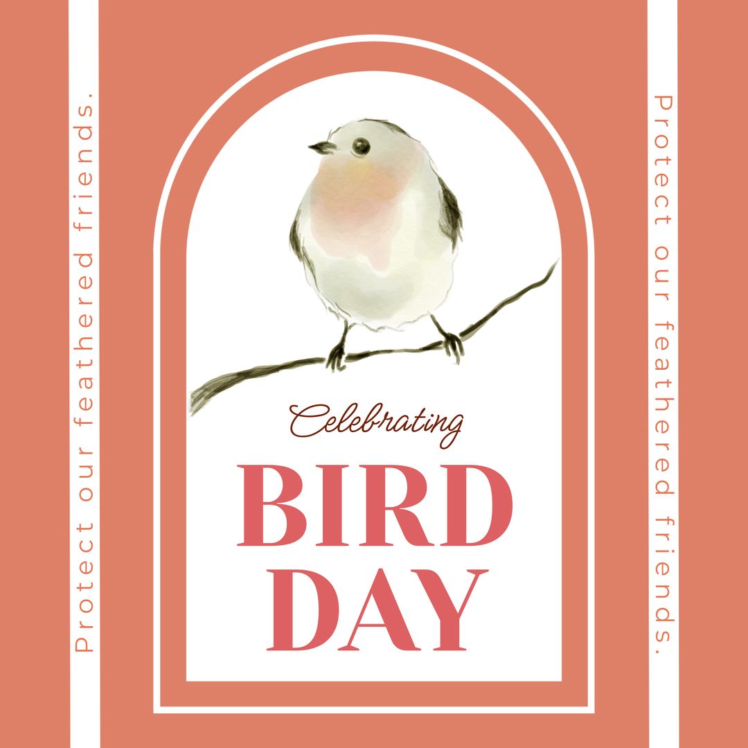 Illustration of arch with bird and celebrating bird day, protect our feathered friends text - Download Free Stock Templates Pikwizard.com