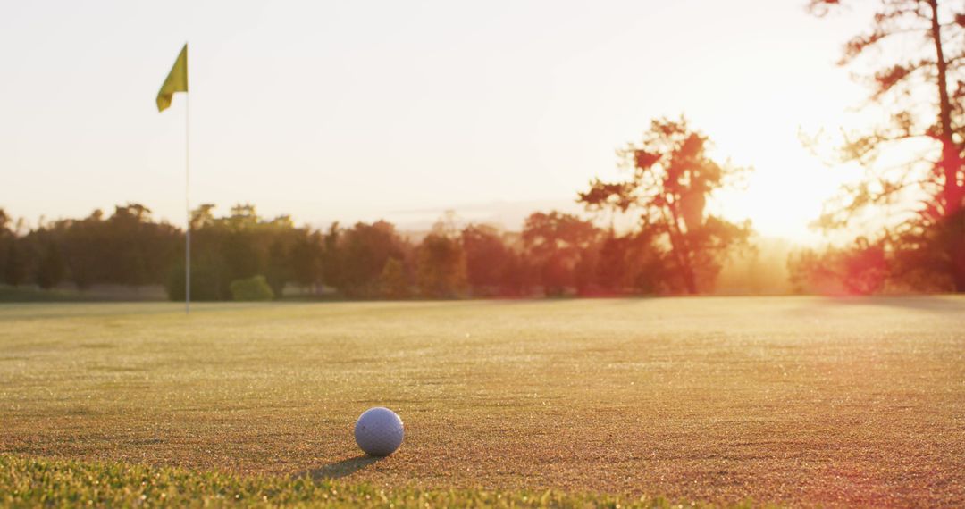 Image of golf field in summer at sunset - Free Images, Stock Photos and Pictures on Pikwizard.com