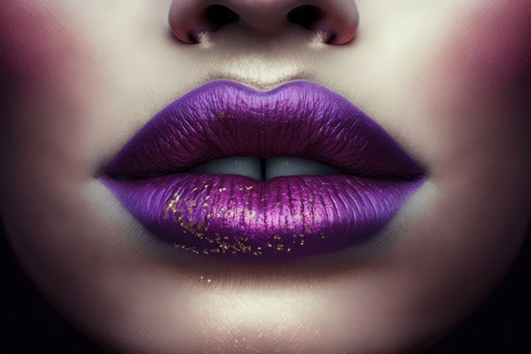 Close up of female lips with metallic purple lipstick, created using generative ai technology - Free Images, Stock Photos and Pictures on Pikwizard.com