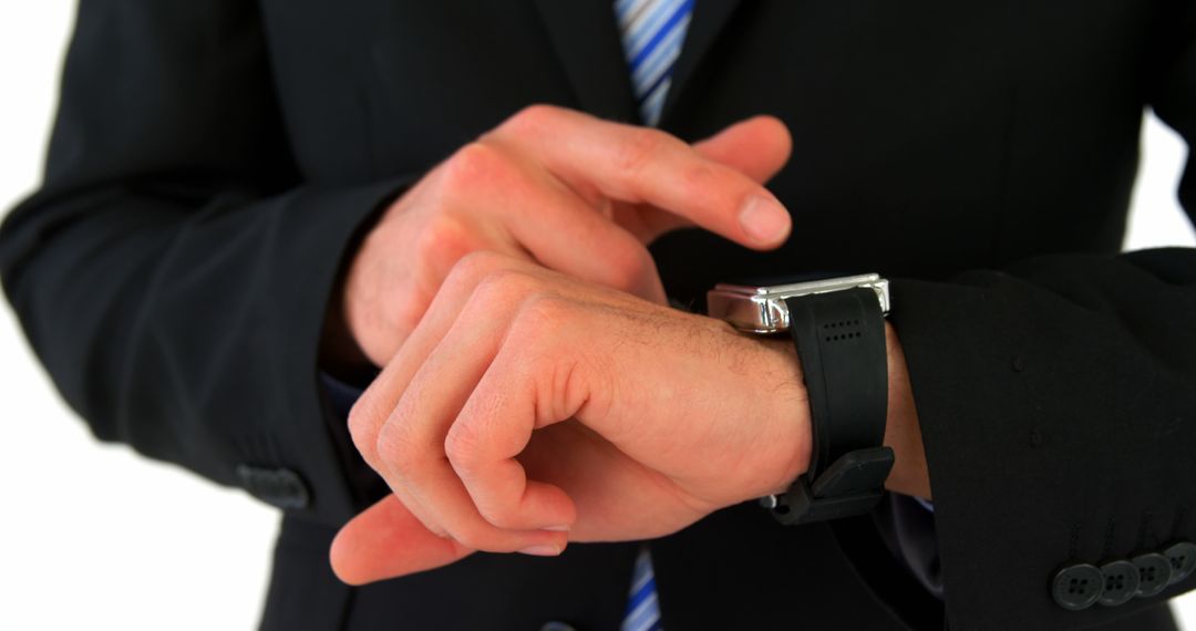 Premium Photo | Businessman checking the time on his wrist watch close up