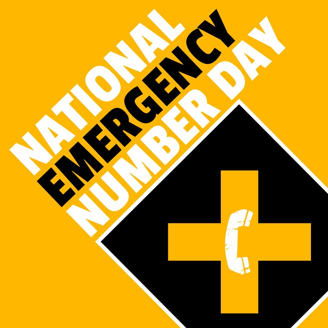National emergency number day text banner with phone icon against yellow background - Download Free Stock Templates Pikwizard.com