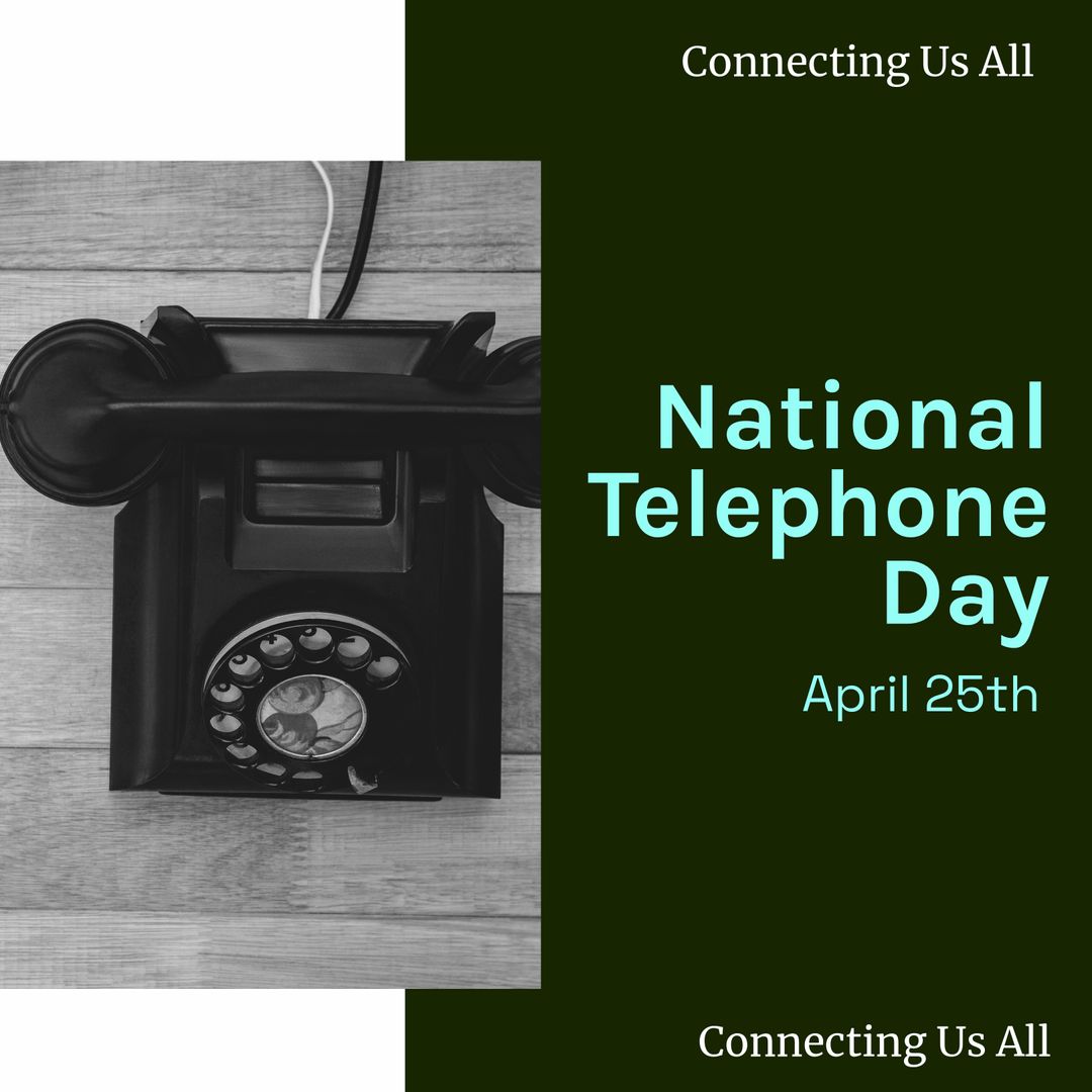 Composition of national telephone day text over retro telephone - Download Free Stock Templates Pikwizard.com