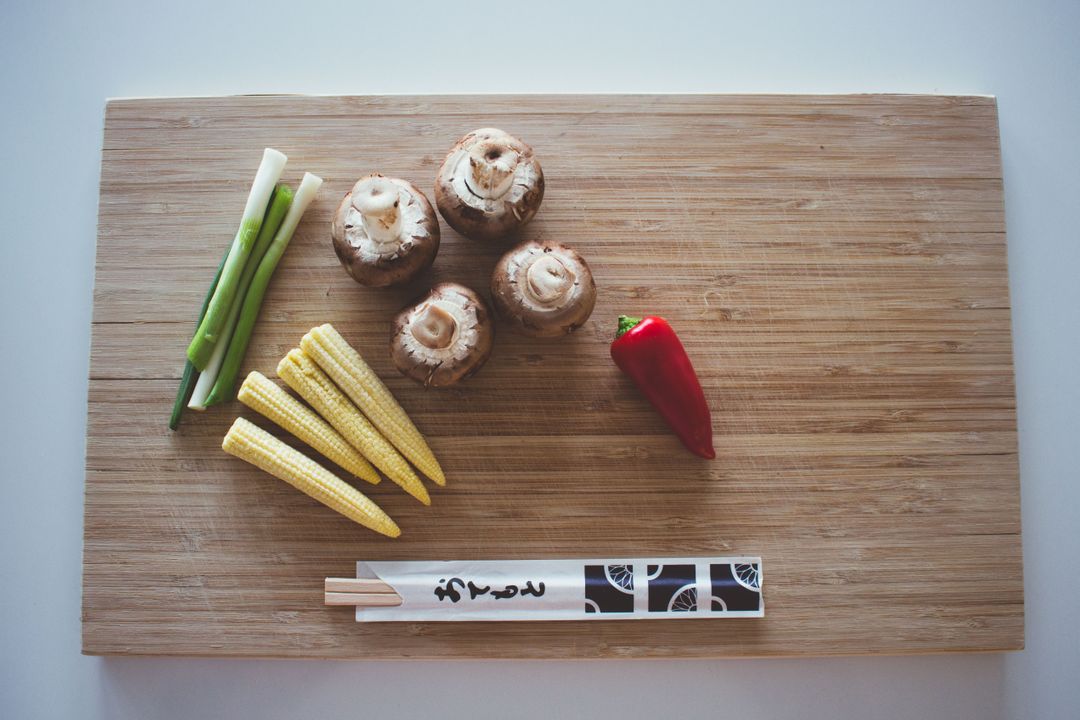 a cutting board with various foods from Pikwizard