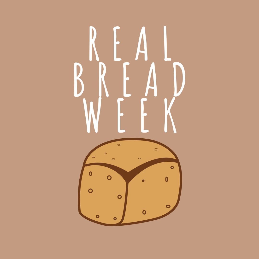 Composition of real bread week text with bread icon on brown background - Download Free Stock Templates Pikwizard.com