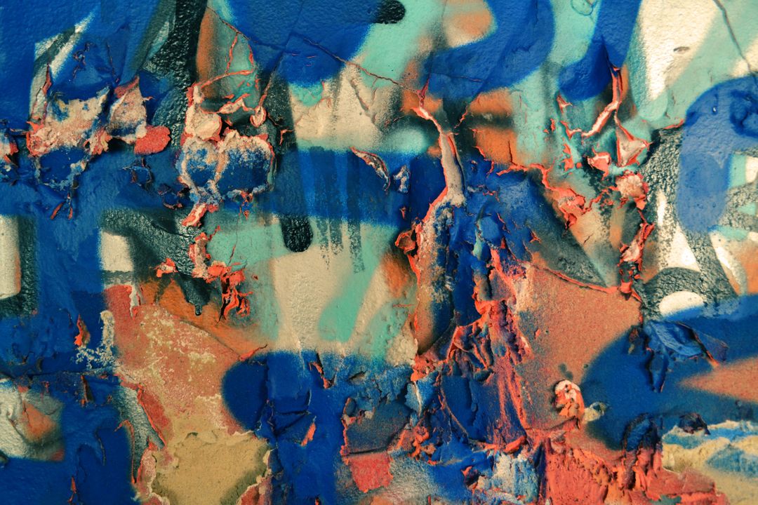 an abstract painting with blue and orange paint - Free Images, Stock Photos and Pictures on Pikwizard.com