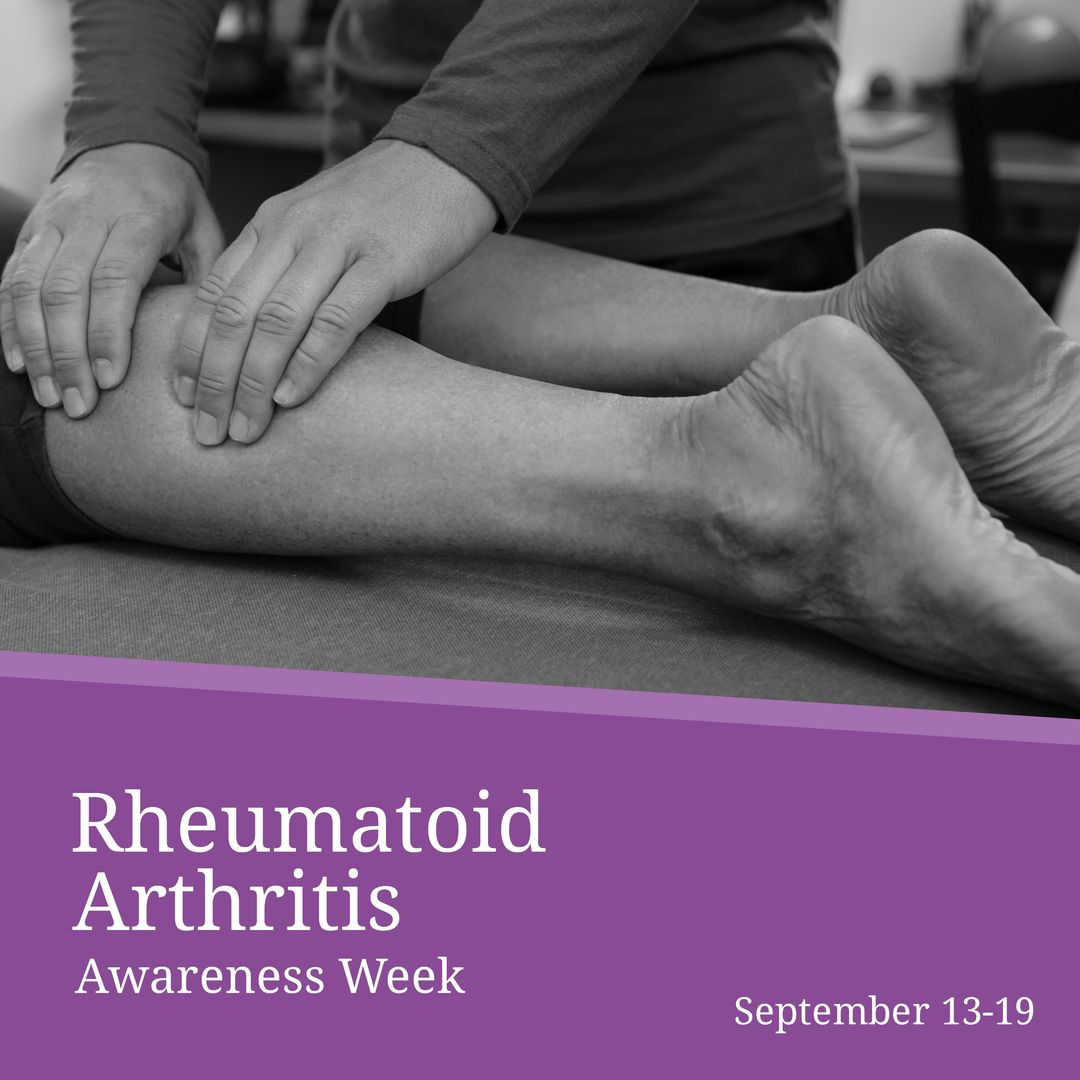 Multiracial man massaging patient's leg and september 13-19, rheumatoid arthritis awareness week - Download Free Stock Templates Pikwizard.com