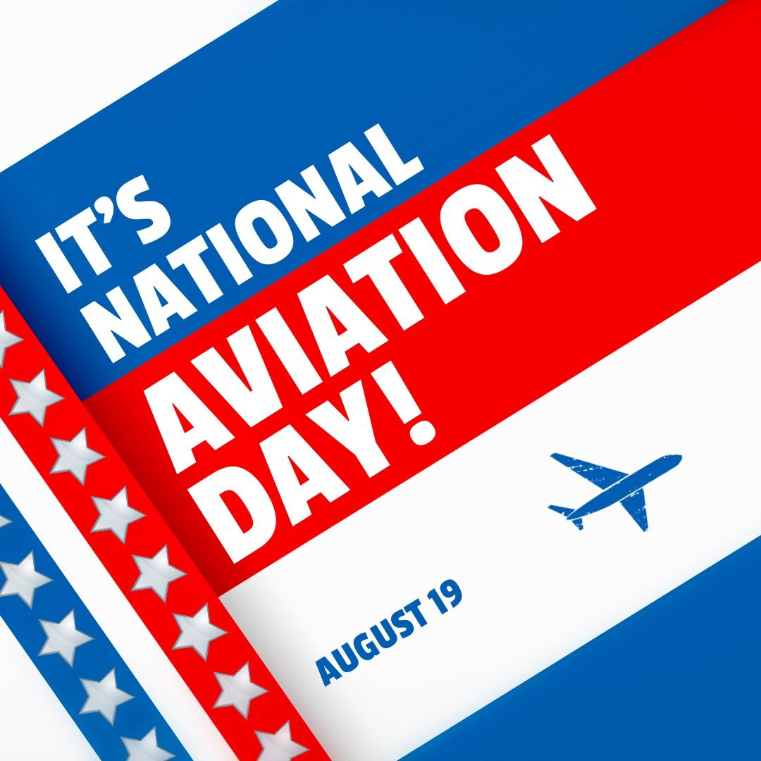 Illustration of it's national aviation day and august 19 text with airplane on colorful background - Download Free Stock Templates Pikwizard.com
