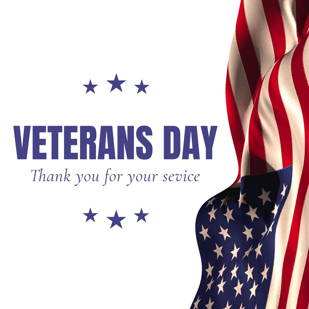 Composition of veterans day text with flag of united states of america - Download Free Stock Templates Pikwizard.com