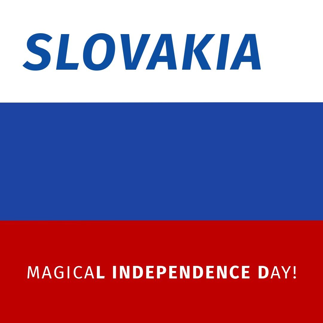 Digital composite image of slovakia magical independence day text on red and blue background - Download Free Stock Templates Pikwizard.com