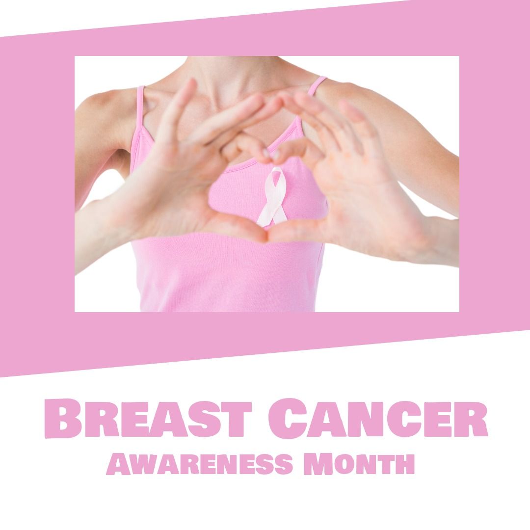 Digital composite image of caucasian woman making heart shape, breast cancer awareness month text - Download Free Stock Templates Pikwizard.com