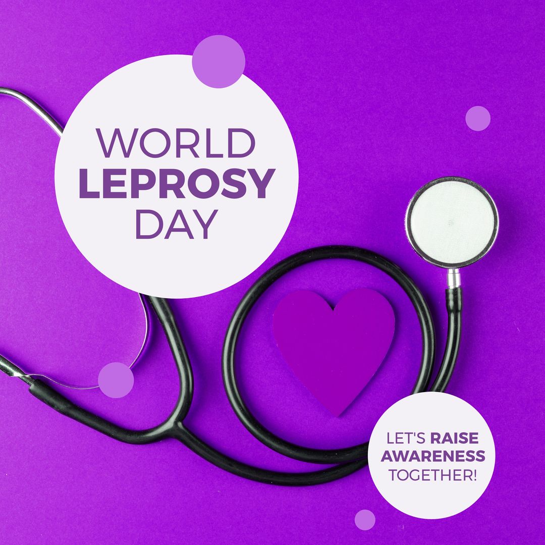 Composition of world leprosy day text over stethoscope and heart - Download Free Stock Templates Pikwizard.com