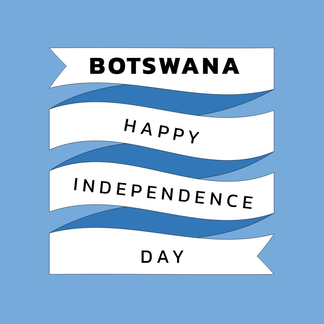Botswana independence day text on white ribbon banner against blue background - Download Free Stock Templates Pikwizard.com