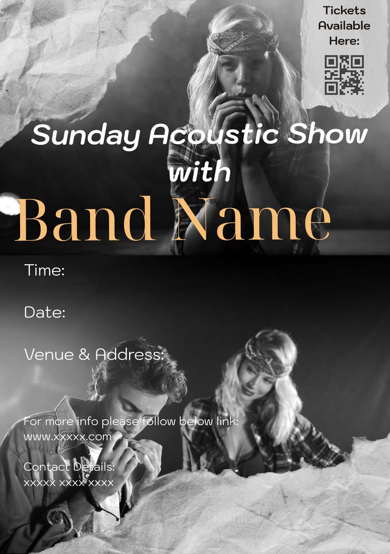 Sunday Acoustic Show Concert Flyer with Folk Musicians - Download Free  Template from Pikwizard