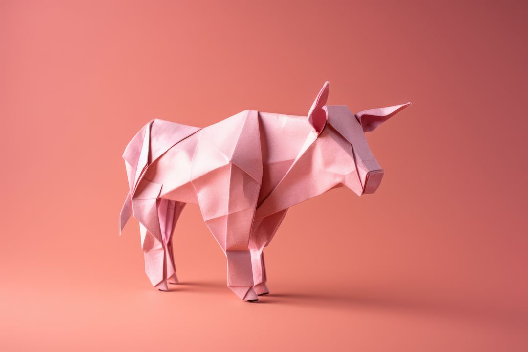 Close up of origami figure of bull on orange background, created using generative ai technology - Free Images, Stock Photos and Pictures on Pikwizard.com