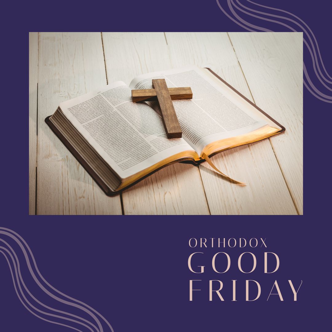 Illustration of white rectangle with scribbles and orthodox good friday text on blue background - Download Free Stock Templates Pikwizard.com