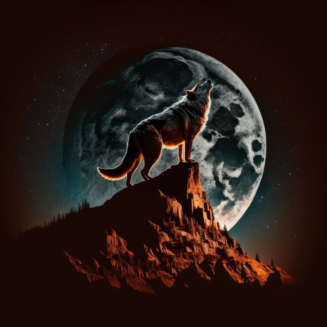 An Abstract Animal . Wolf Wallpaper Generative AI Stock