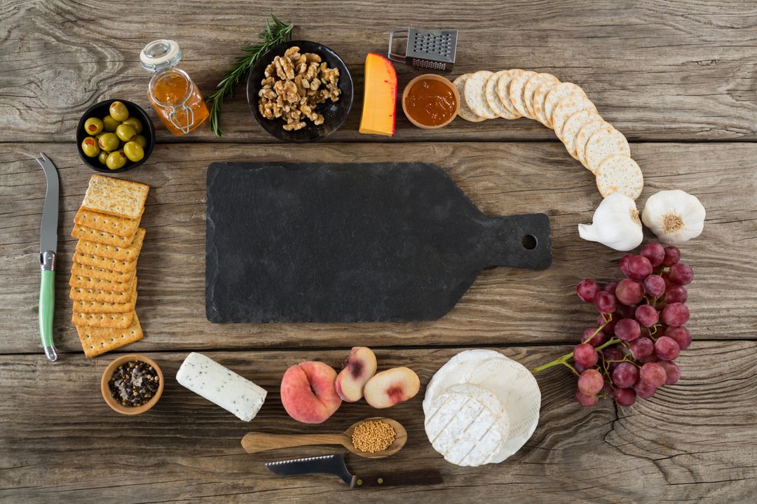 a cutting board with various foods from Pikwizard