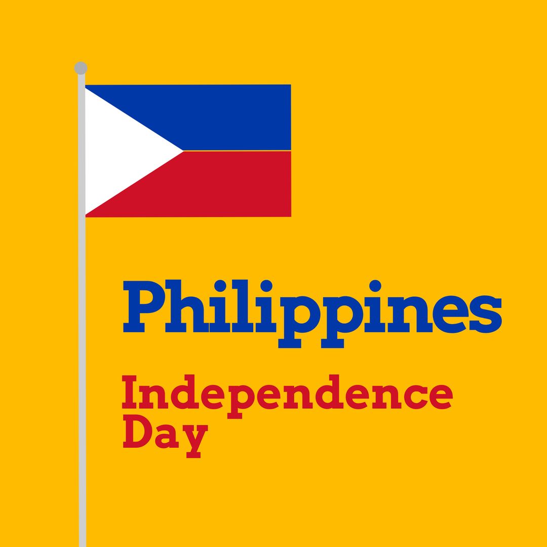Composition of philippines independence day text over flag of philippines on yellow background - Download Free Stock Templates Pikwizard.com