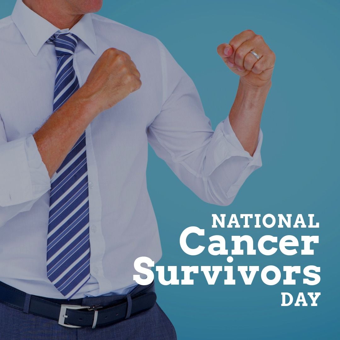 Caucasian man in businesswear by national cancer survivors day text against blue background - Download Free Stock Templates Pikwizard.com