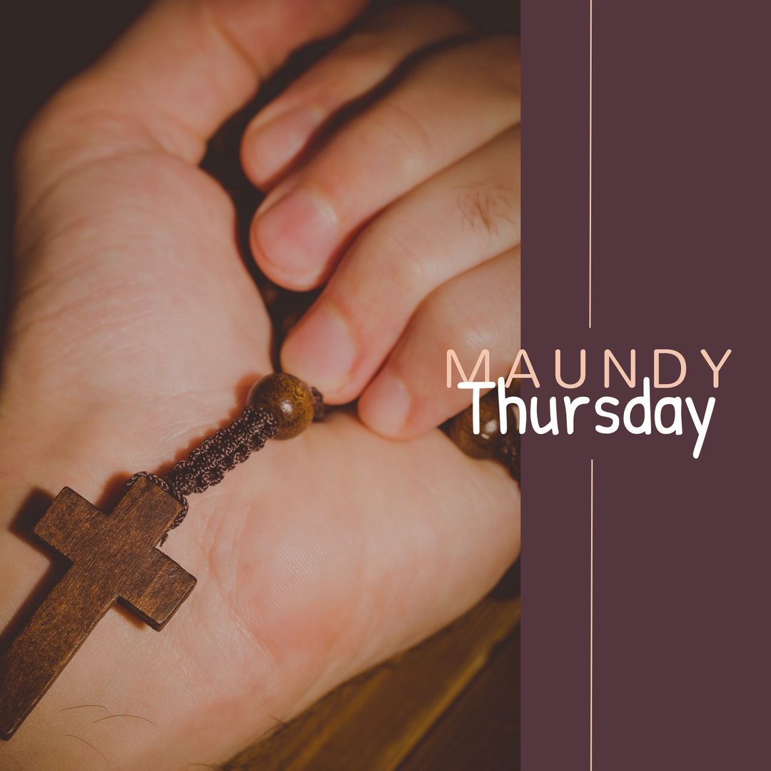 Composition of maundy thursday text and copy space on brown background - Download Free Stock Templates Pikwizard.com