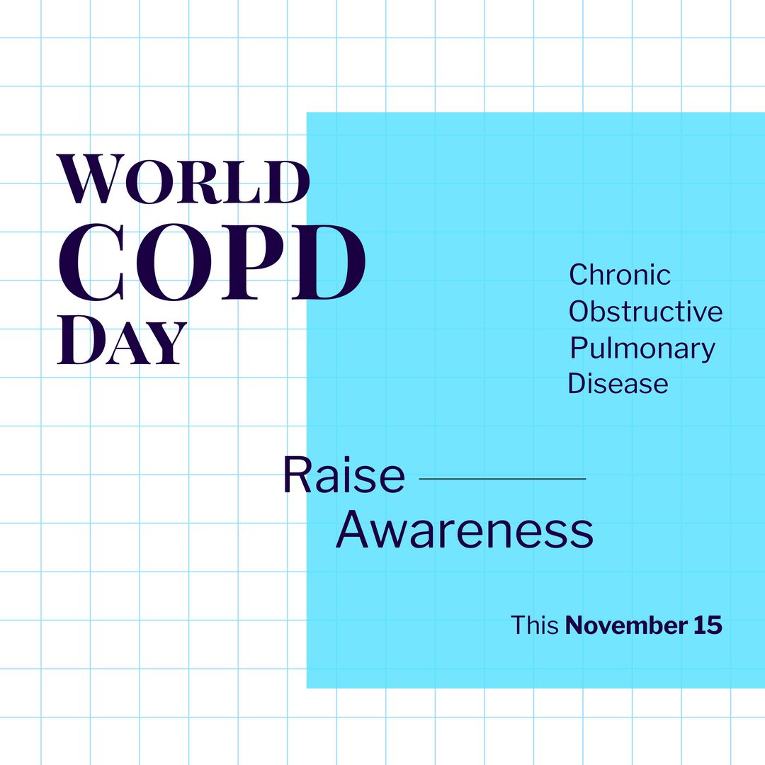 Composition of world copd day raise awareness text over white and blue background - Download Free Stock Templates Pikwizard.com