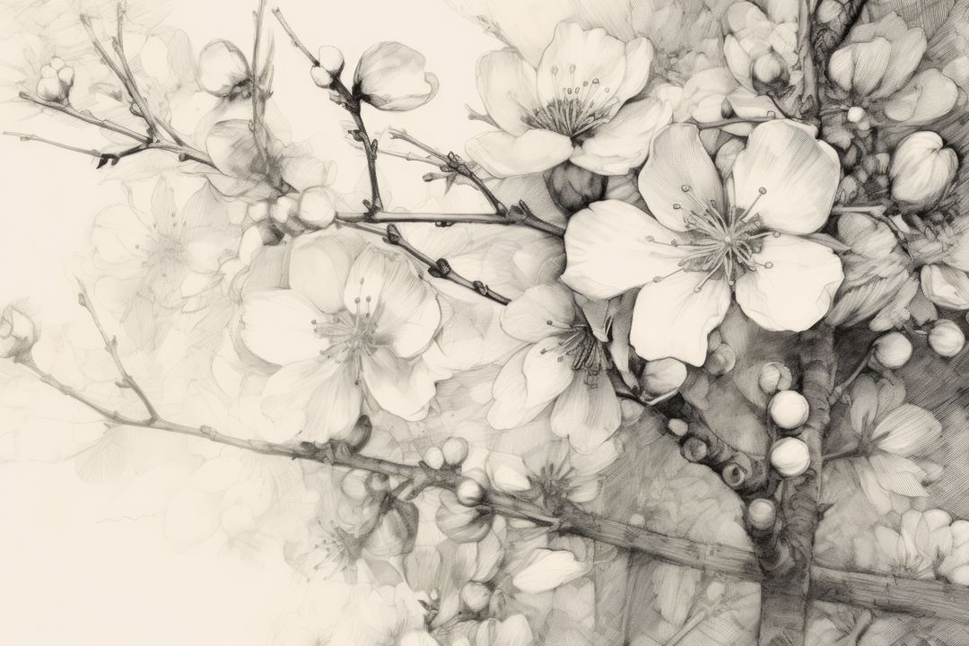 White blossom on white background, created using generative ai technology  from Pikwizard