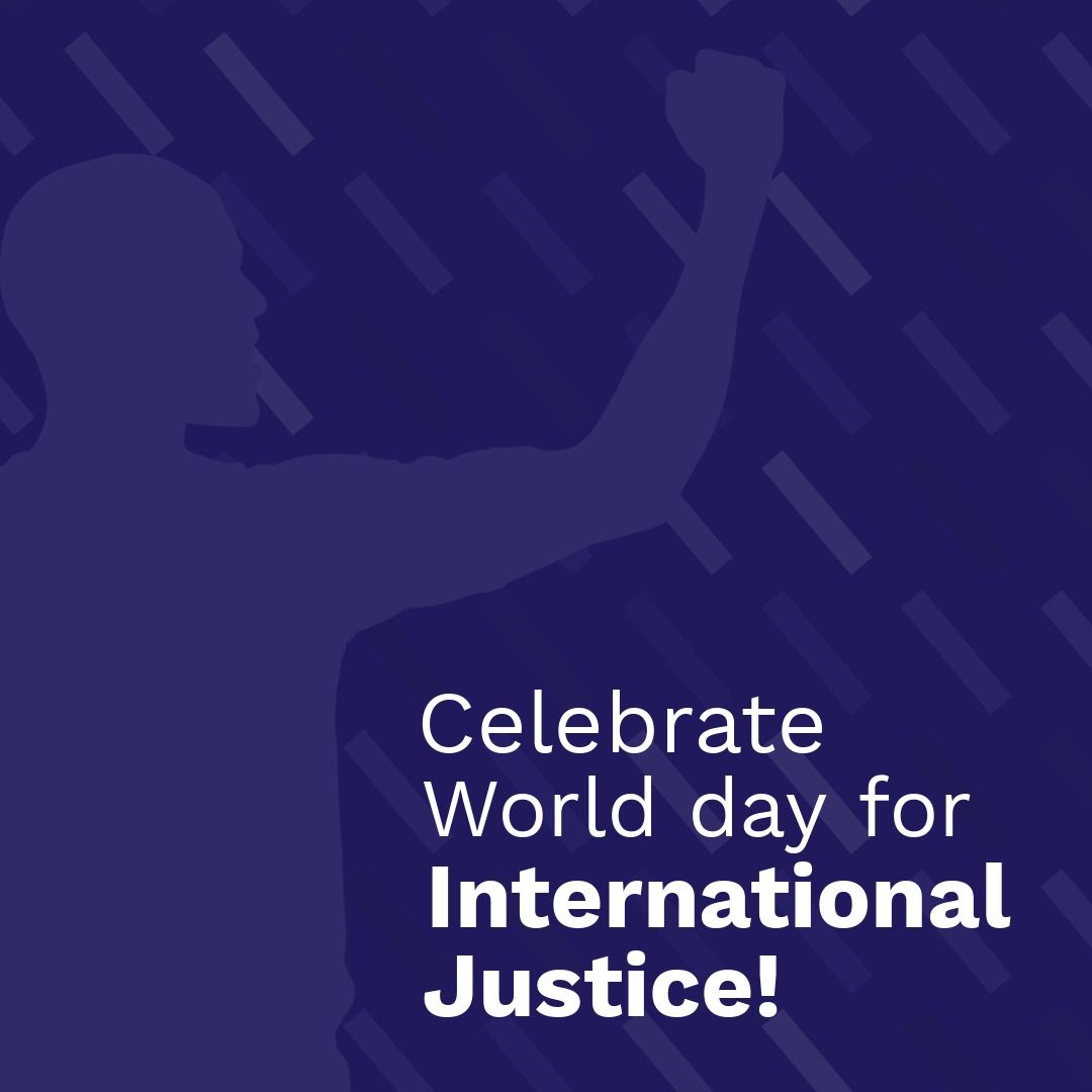 Illustration of blue silhouette man with celebrate world day for international justice text - Download Free Stock Templates Pikwizard.com