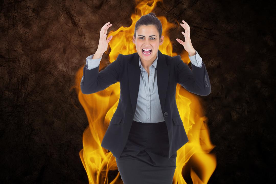Angry businesswoman with fire - Free Images, Stock Photos and Pictures on Pikwizard.com