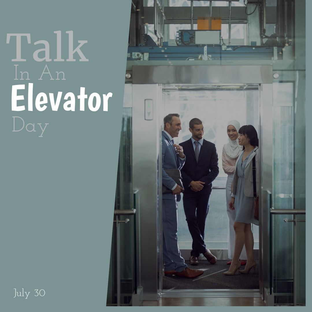 Digital image of multiracial business professionals chatting with talk in an elevator day text - Download Free Stock Templates Pikwizard.com