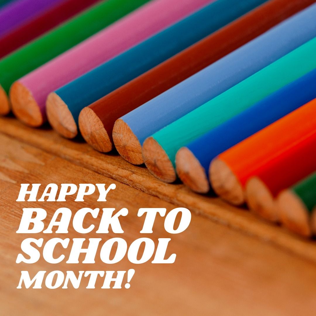 Digital composite of colored pencils with happy back to school month text on wooden table - Download Free Stock Templates Pikwizard.com