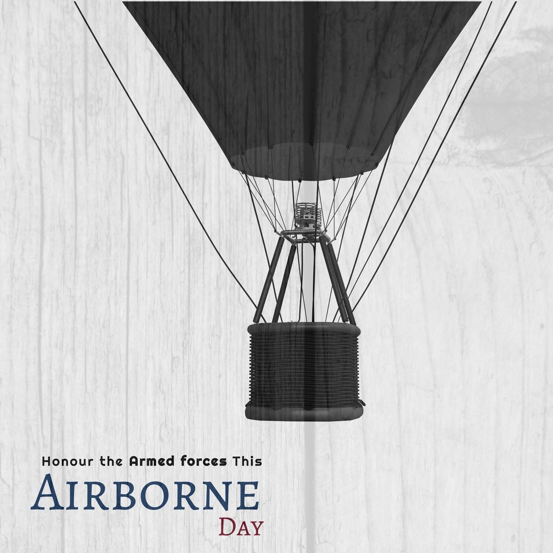 Image of airborne day over grey background with hot air balloon - Download Free Stock Templates Pikwizard.com
