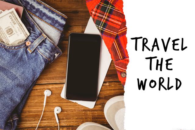 Digital composite of Travel the world hipster message