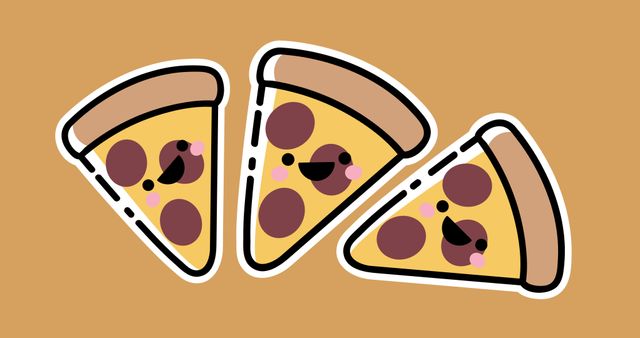 Illustration of three pizza slices on coral background - Download Free Stock Photos Pikwizard.com