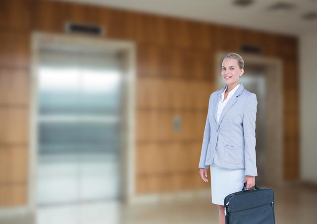 Business woman in front of elevator - Download Free Stock Photos Pikwizard.com