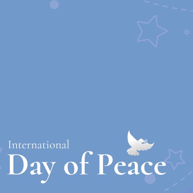 Vector image of pigeon with international day of peace text on blue background, copy space - Download Free Stock Templates Pikwizard.com