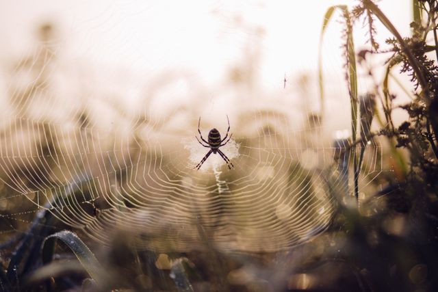 a spider in the middle of a field - Download Free Stock Photos Pikwizard.com
