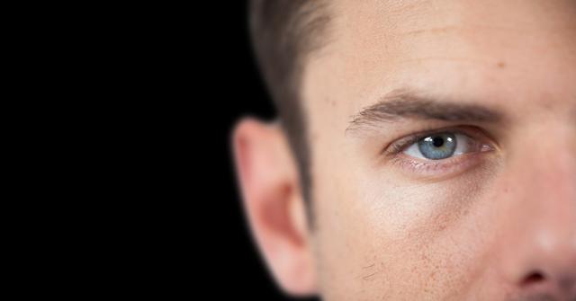 Close up of man's face against black background - Download Free Stock Photos Pikwizard.com