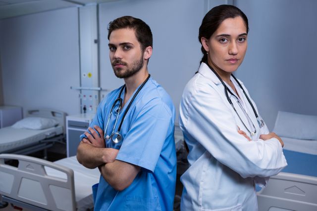 Portrait of male nurse and doctor standing in ward - Download Free Stock Photos Pikwizard.com