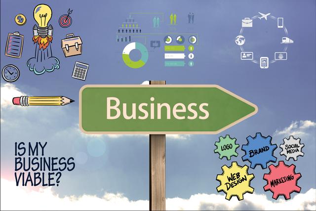 Business on signpost with graphics - Download Free Stock Photos Pikwizard.com