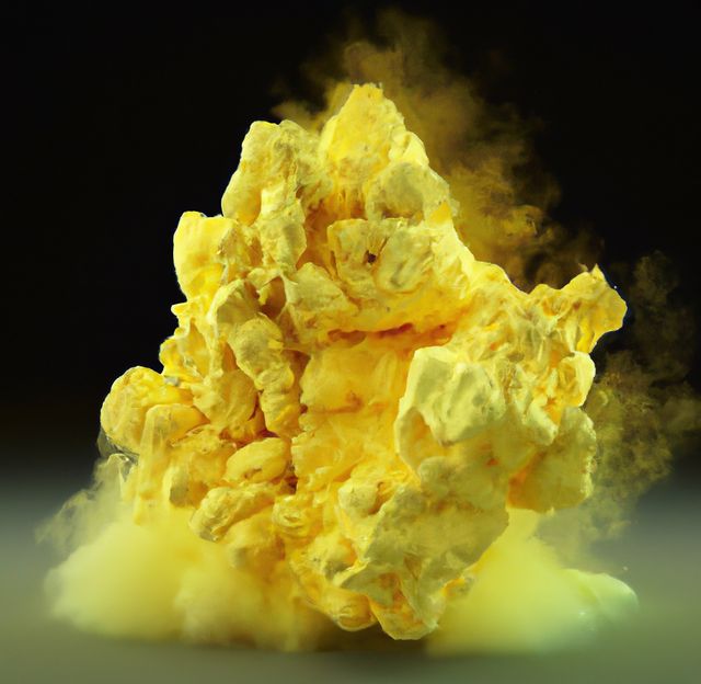Close up of sulfur created using generative ai technology. Texture, elements and material concept, digitally generated image.