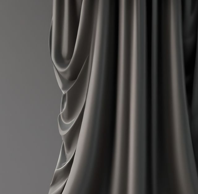 Close up of crumpled cloth on gray background created using generative ai technology. Clothing, material and drapery concept, digitally generated image.