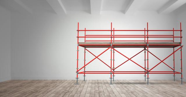 3D red scaffolding in a room - Download Free Stock Photos Pikwizard.com