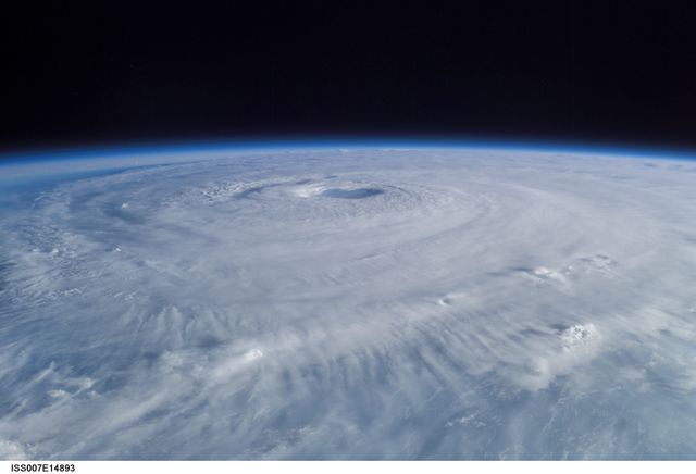 ISS007-E-14893 (15 September 2003) --- This view of Hurricane Isabel was taken by one of the Expedition 7 crewmembers onboard the International Space Station (ISS).