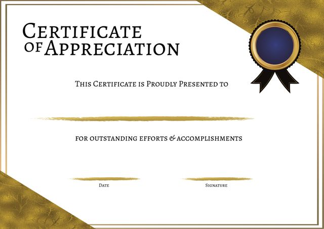 Certificate of appreciation for effort and accomplishments text with ...